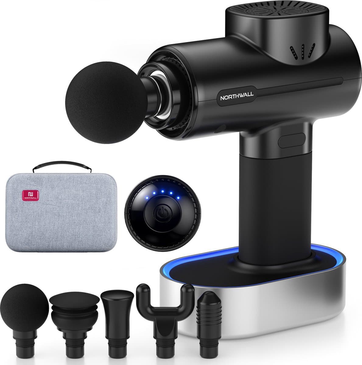 Northwall PRO - Massage Gun - Professioneel - Massage Apparaat - Massage Pistool Inclusief Koffer & Charging Dock - 5 Opzetstukken — afbeelding 1