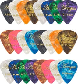 Celluloid plectrum set - 24 stuks - diktes thin 0.46, medium 0.71 en thick 0.96 mm — thumbnail 1