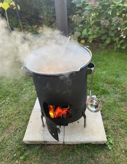 Buiten kookkachel - set 14liter. BUITEN KEUKEN! Houtkachel, HONGAARSE ketel 14L met deksel!!! BBQ Kookpan Terras kachel. Hongaarse ketel 14l — thumbnail 4