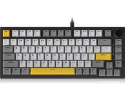 Ajazz AK820 - 75% Bedraad RGB Gaming Toetsenbord - Mechanisch - Gasket - Hot Swap - Volumeknop - QWERTY Toetsenborden- 82 Keys - Maanlicht geel