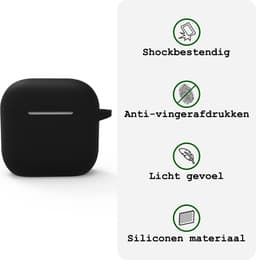 Case - Geschikt voor Apple AirPods 4 - Siliconen Hoes met Clip - Silicone Hoesje Cover - Zwart — thumbnail 3