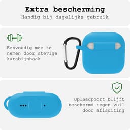 Case - Geschikt voor Apple AirPods 4 / 5 - Siliconen Hoes met Clip - Silicone Hoesje Cover - Lichtblauw — thumbnail 5
