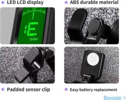 Boeste® Digitale Gitaartuner met LCD Display - 360° Draaibaar & Clip-On - Professionele Stemapparaat voor Akoestische & Elektrische Gitaar — thumbnail 4