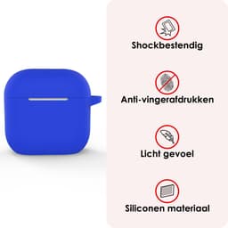 Hoes - Geschikt voor Apple AirPods 4 / 5 - Siliconen Hoesje met Clip - Silicone Case Cover - Blauw — thumbnail 3