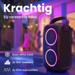 Auronic Partybox - Draadloos - Party Speaker - Muziek box - Discolichten - USB, AUX en SD-kaart Aansluiting - Zwart — thumbnail 2