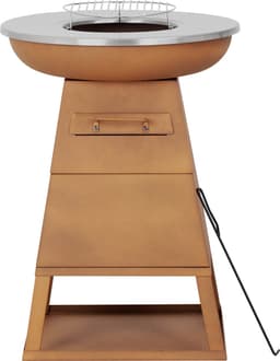 Bali OUTDOORS 3-in-1 Grillring BBQ en Plancha Grill en Vuurkorf– Staand Vuurschaal BBQ met Brandhout Opslagplaats - RVS ronde Teppanyaki Bakplaat - Houtskoolbarbecue – Buitenkeuken – Metaal – Roestbruin – Ø 58.5x H83cm — thumbnail 1