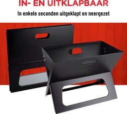 BBQ Collection Tafel BBQ Houtskool - Camping BBQ - Opvouwbare en Draagbare Barbeque - Barbecue met Losse Vuurschaal en Grillrooster - 46 x 36,5 x 28 cm — thumbnail 4