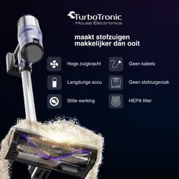 TurboTronic C27 Steelstofzuiger met kruimeldief zonder zak - Hoge zuigkracht - HEPA - lichtgewicht - 2 Snelheden - ECO-vriendelijk - Harde en zachte vloeren - Blauw — thumbnail 2