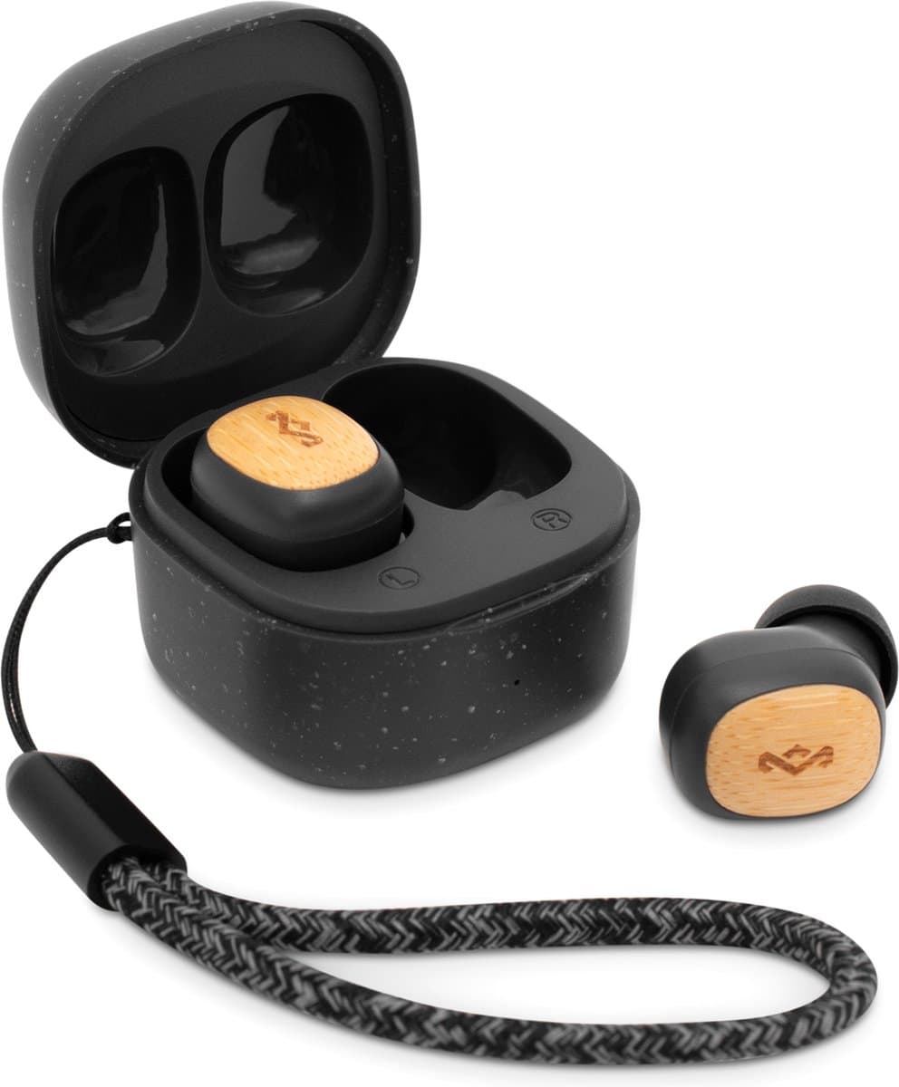 House of Marley Smile Jamaica TWS Draadloze Oordopjes - Bluetooth Oortjes Draadloos - 14 uur Batterijduur - Met Microfoon - Gemaakt van Duurzame Materialen - Zwart — afbeelding 1
