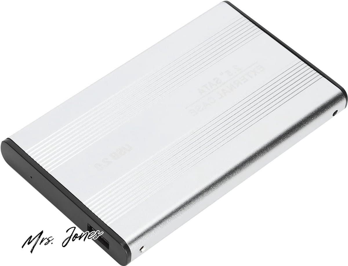 Mrs. Jones Draagbare Externe Harde Schijfbehuizing USB2.0 Draagbare HDD/SSD Harde Schijf voor Laptops/OS X Externe Gegevensopslag Plug-and-play HDD 2TB Zilver . — afbeelding 1