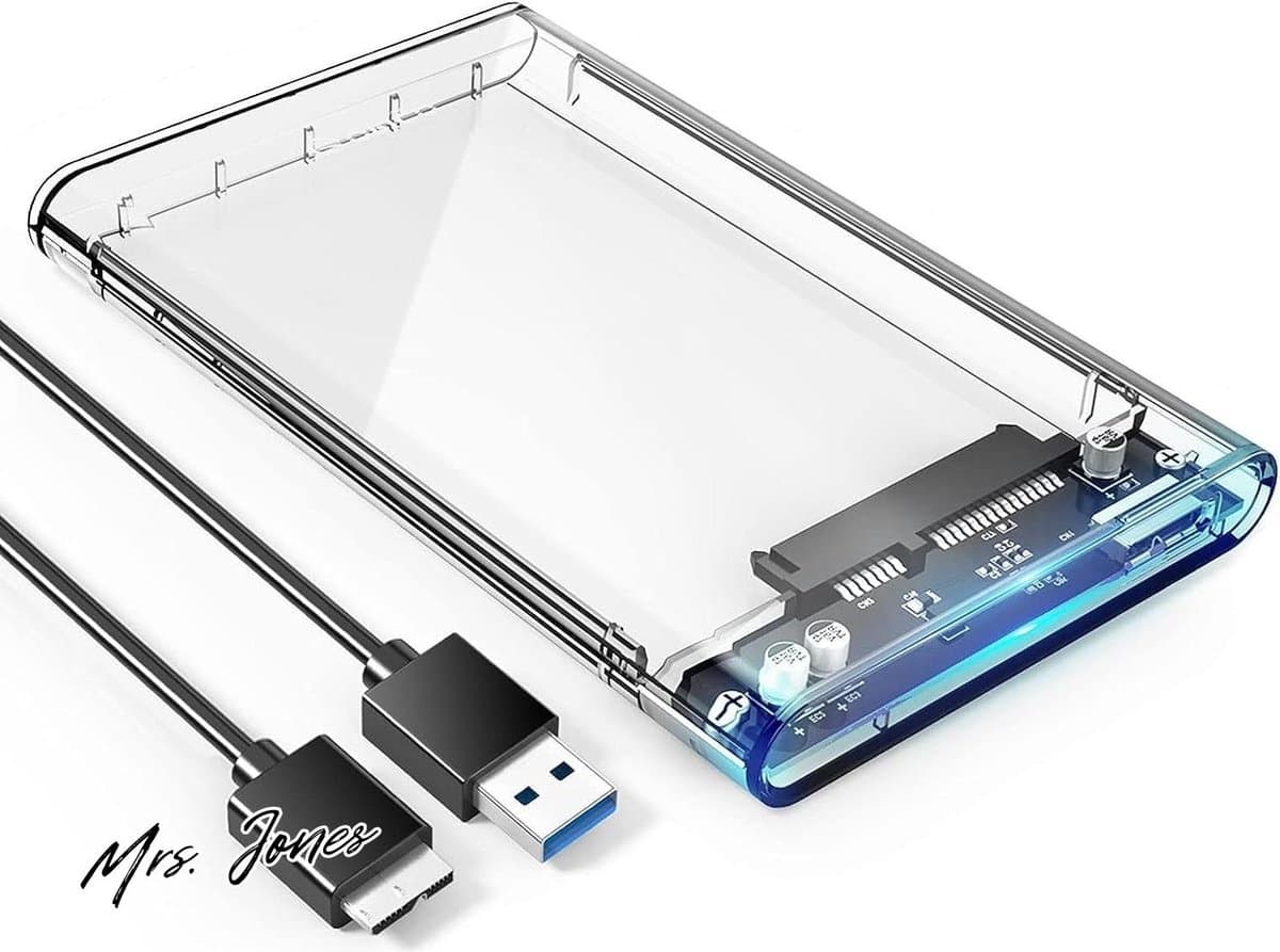 Mrs. Jones Externe harde schijf behuizing USB 3.0 naar SATA III 5 Gbit/s - 7mm 95mm 2.5 inch HDD SSD - gereedschapsvrij UASP-versnelling - transparant . — afbeelding 1
