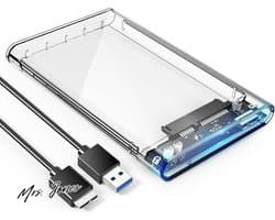 Mrs. Jones Externe harde schijf behuizing USB 3.0 naar SATA III 5 Gbit/s - 7mm 95mm 2.5 inch HDD SSD - gereedschapsvrij UASP-versnelling - transparant .