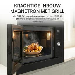 Heinner Inbouw Magnetron – 28 L – 900 W – 1000 W Grill – 5 Vermogensniveaus – Ontdooifunctie – 21 Automatische Programma’s – Digitale Bediening – Zwart — thumbnail 4