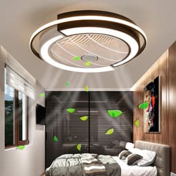 LED plafondventilator met dimbare verlichting, afstandsbediening, geruisloos, verstelbare windsnelheid, 58 cm, zwart-wit — thumbnail 2