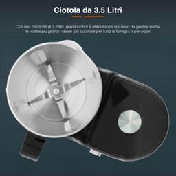 Keukenmachine Koken Hakken - Multifunctionele Robot - Maaltijden Bereiden - Vijf Programma's - 35 Liter Inhoud - Zwart — thumbnail 2