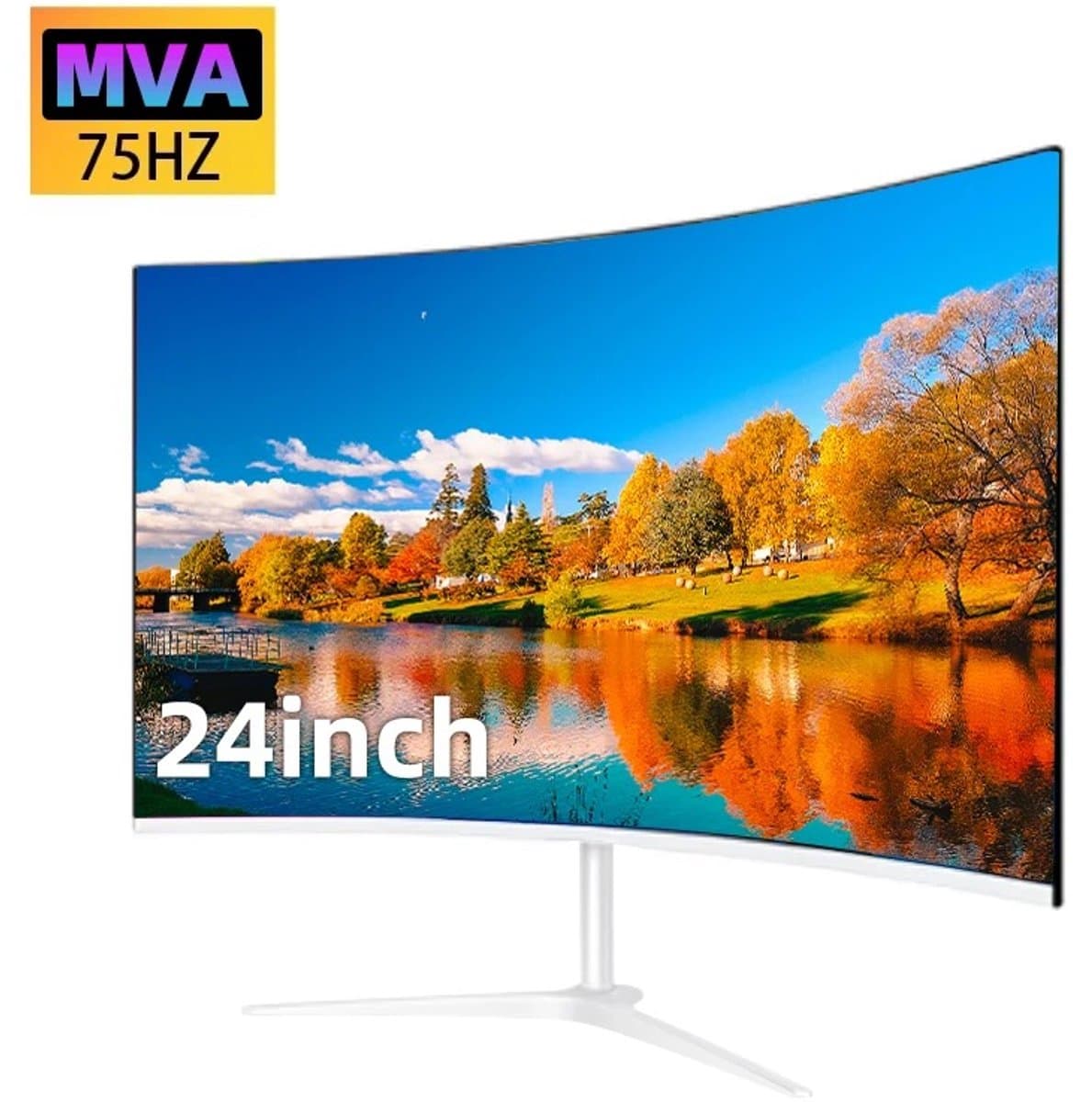 Cellista Curved Monitor 24 Inch - Gaming Monitor FHD 1080P - 75Hz Scherm - VA Display 3000R - 2ms Reactietijd - HDMI VGA - VESA - 1920×1080 — afbeelding 1