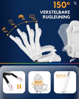 Ranqer Apollo Bureaustoel - Gaming stoel / Gaming Chair - Gamestoel - wit — thumbnail 5
