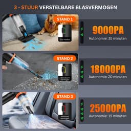 CLVP® Kruimeldief Draadloos - Auto Stofzuiger - Handstofzuiger - Zwart — thumbnail 5