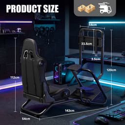 GTPLAYER - Simulator Cockpit - Met 3D Luidsprekers en Monitorhouder - Zwart — thumbnail 3