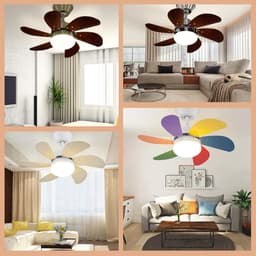 Glitzerlife– plafond ventilator met verlichting – Ventilator lamp plafond – stille plafondventilator - stil met afstandsbediening en timer – Ø75 cm – gekleurd – plafondlamp met ventilator voor woonkamer en slaapkamer — thumbnail 5