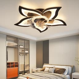 Glitzerlife - Plafond ventilator met verlichting - Moderne LED plafondlamp met ventilator - Stil 48 W - Afstandsbediening - Dimbaar - 3 kleurtemperaturen - 6 windsnelheden - Timer & nachtmodus - Zwart - Plafondlampen woonkamer slaapkamer — thumbnail 1