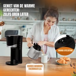SCH® Koffiezetapparaat met Thermoskan - Koffiezetapparaat - Zilver - ‎21cm x 19cm x 34cm — thumbnail 3