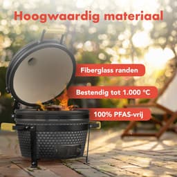 KitchenBrothers Kamado BBQ - 16 Inch Houtskool Barbecue - 34⌀ cm - PFAS-vrij - Deluxe Set - Egg BBQ met Accessoires - Vaderdag Cadeau - Grijs — thumbnail 3