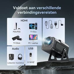 XGODY Mini Pro Beamer - Home Cinema - Projector - Android 14.0 - WiFi 6 & Bluetooth 5.4 - 4k Beeldkwaliteit - Projector Scherm - Zwart — thumbnail 5