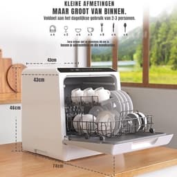 MIRA® Mini Vaatwasser - Vaatwasser - Tafelvaatwasser - Wit - 43cm x 43cm x 46cm — thumbnail 4