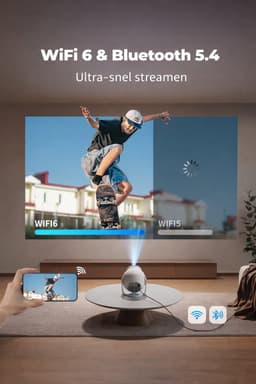Mini Beamer met Android 14 – Draagbare Projector met 480 ANSI Lumen – WiFi 6 & Bluetooth 5.4 – 8K Decodering – 180° Draaibaar voor Thuisbioscoop — thumbnail 1