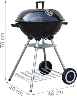 Houtskool bbq met deksel - Ø 40 cm - wielen — thumbnail 3
