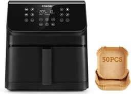 Luchtfriteuse 6,2L Zwart XXL - Inclusief 50 Bakpapiertjes - XL Airfryer — thumbnail 1