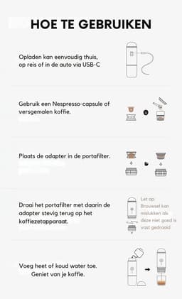 JOR Products® Draagbare Espressomachine - Koffiebonen & Nespresso - Rood — thumbnail 5