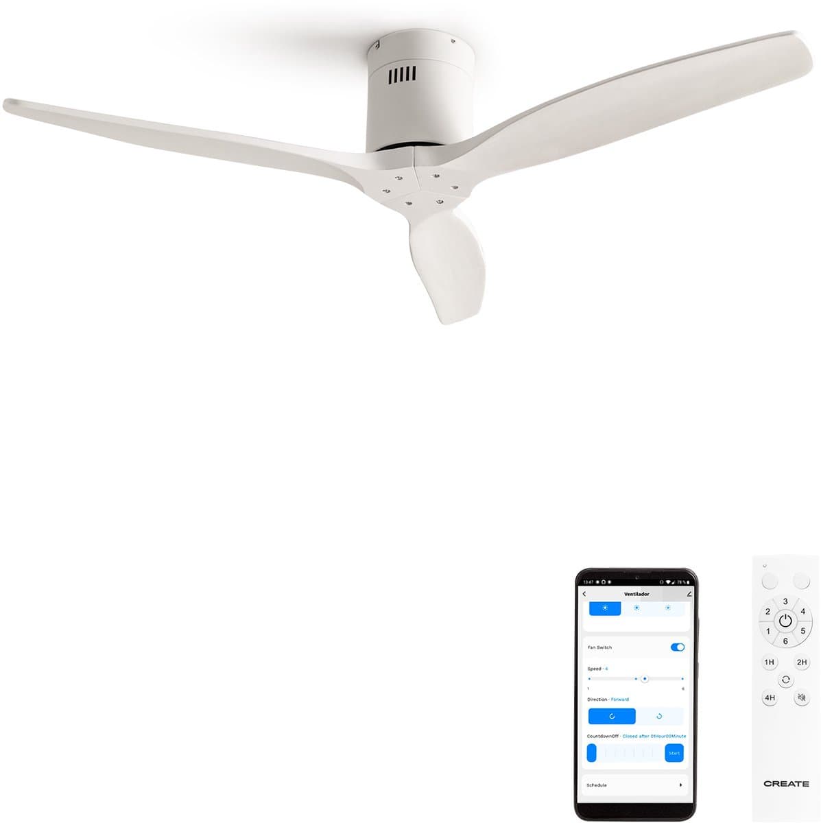 CREATE - Stille 40W plafondventilator met technische ABS bladen in verschillende maten - S - WIFI - WIND CALM — afbeelding 1