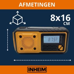 INHEIM® PULS – Robuuste Noodradio met Powerbank - Zonnepaneel, Zwengel, USB-C & GRATIS Batterijen - Zaklamp, SOS & Compact Design - Voor Kamperen, Outdoor en Noodpakket — thumbnail 3