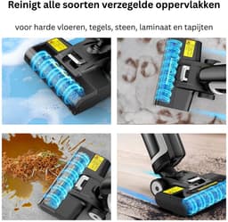 Paco Goederen® Draadloze nat-droogstofzuiger - Slimme dweilfunctie - Slim huishoudapparaat - tapijtreiniger stofzuiger - draadloze stofzuiger -Vloerwashandgreep - Zakloze Stofzuiger — thumbnail 3