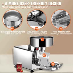 CYRO - Vruchtenpers Electrisch - Tomatenzeef - Tomatenpers - Sausmaker - 304 Stainless Steel - RVS - 2,7L Capaciteit - Zilver — thumbnail 3