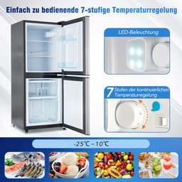STILVORA Koelvriescombinatie – 106 Liter Met Dubbele Zone En Ledverlichting – 42,5 X 44,5 X 102 Cm – Roestvrij Staal – Zwart Zilver – Voor Thuis En Kantoor — thumbnail 4