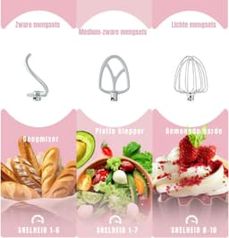 RONN® Mixer met mengkom - Mixer - Mixer met mengkom keukenmachine - Roze - ‎22cm x 36cm x 33 m — thumbnail 2