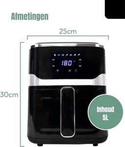 RONN® Mini Airfryer - Airfryer - Heteluchtfriteuse - Compact - Zwart - 32cm x 25cm x 31cm; 3kg — thumbnail 3
