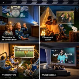STOBE LIKE THE MOVIES - Mini Beamer thuisbioscoop - Alles-in-één Smart TV Projector - Draagbaar - 4K Support - Full HD - WIFI - Bluetooth - Geschikt voor Apple & Android streaming- Gsm beamer- Smart beamer - Plafond beamer — thumbnail 4