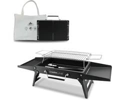 Opvouwbare Houtskool Grill 34x23 cm – Compacte Draagbare Barbecue voor Camping, Tuin, Strand en Picknicks – Zwart