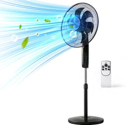 Staande ventilator 60W - Statiefventilator met 6 Snelheden - Vloerventilator met met Afstandsbediening - Ventilator in Hoogte Verstelbaar 110 tot 125 cm - Timer - Kantelbaar en Oscillerend - 53dB - Zwart — thumbnail 1