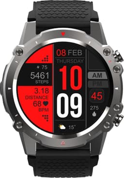 WizBay Premium Select® 1,45 Inch Smartwatch - Bluetooth Bellen - Hartslag Zuurstof - IP67 Waterdicht - Sportmodi - 280mAh - Zilver Zwart Extra Grijs Siliconen Band — thumbnail 1