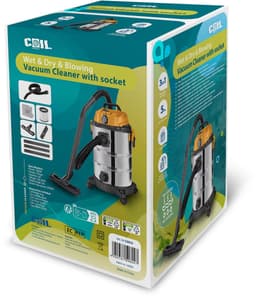 COIL Nat- en Droogzuiger - 1300W - 25L - met Stopcontact, Blaasfunctie en HEPA-filter – Krachtige Industriële Stofzuiger voor Werkplaats en Bouw - 220-240 V - 18 kPa — thumbnail 3