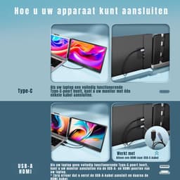 SAVI® Professionele Portable Monitor Pro 2024 - Full HD - 13” / 16,5” Tri-Screen - Laptop Scherm Uitbreider - Zwart - ‎36cm x 21cm x 4cm — thumbnail 3