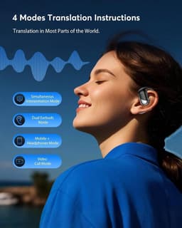 Oordopjes met realtime AI-vertaling, oordopjes voor vertaling in 144 talen, drie-in-één voor zakelijk gebruik, reizen en taal leren - zwart — thumbnail 2