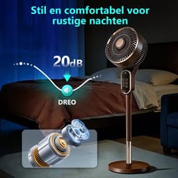Staande ventilator 50W - Statiefventilator met 6 Snelheden en 3 Modi - Vloerventilator met met Afstandsbediening - Stille Ventilator in Hoogte Verstelbaar 90 tot 110 cm - Timer - Kantelbaar en Oscillerend - 23dB - Donkerbruin — thumbnail 2