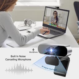 Webcam met microfoon – PC-camera (webcam), 1080p HD mini-facecam voor videoconferenties, 360° verstelbaar — thumbnail 3