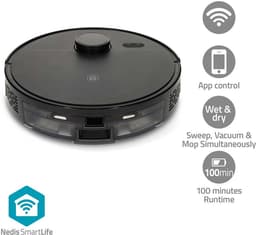 Nedis SmartLife Robotstofzuiger - 4500 Pa Zuigkracht - Dweilfunctie - met App - Zwart — thumbnail 1